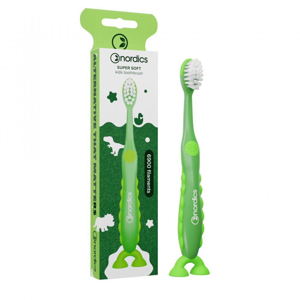 Nordics Periuta de dinti copii Premium 6090 filamente super moale verde