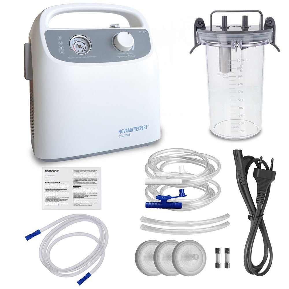 NOVAMA Aspirator electric portabil Expert ESUXMOB pentru indepartarea secretiilor din caile respiratorii si cavitati cu acumulator incorporat vacuum si recipient de 1000 ml