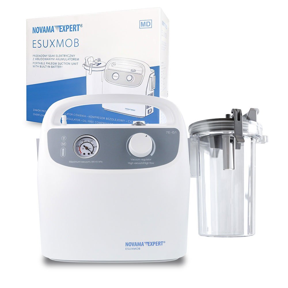 NOVAMA Aspirator electric portabil Expert ESUXMOB pentru indepartarea secretiilor din caile respiratorii si cavitati cu acumulator incorporat vacuum si recipient de 1000 ml