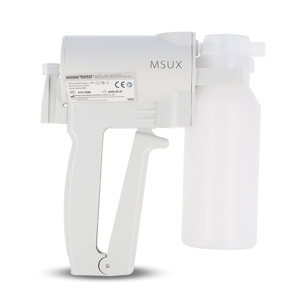 NOVAMA Aspirator medical manual tip pistol Expert MSUX 7B-1 portabil cu 3 tuburi de aspiratie diferite 200 ml fara alimentare cu husa inclusa