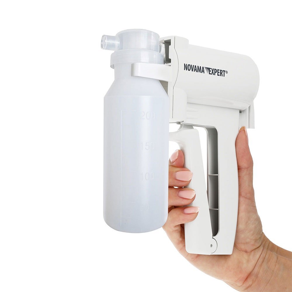NOVAMA Aspirator medical manual tip pistol Expert MSUX 7B-1 portabil cu 3 tuburi de aspiratie diferite 200 ml fara alimentare cu husa inclusa