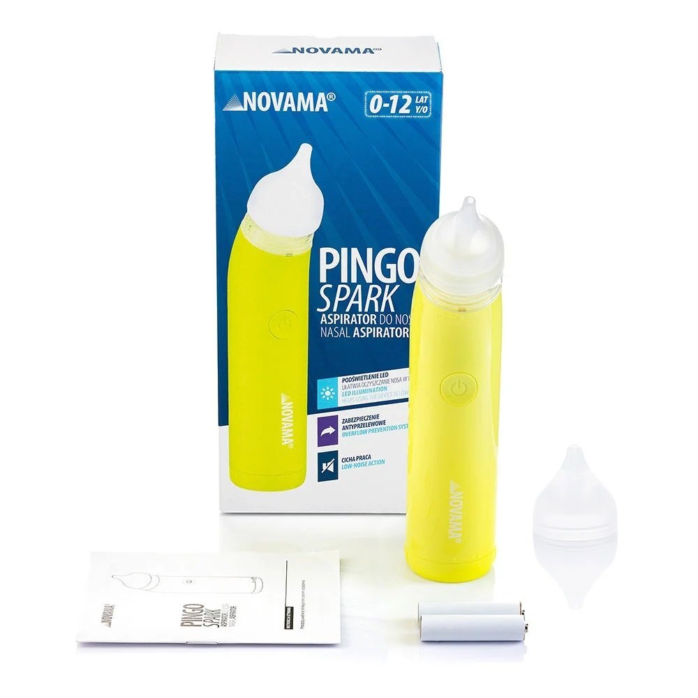NOVAMA Aspirator nazal electric Pingo Spark 0-12 ani iluminare LED cu baterii Verde lime