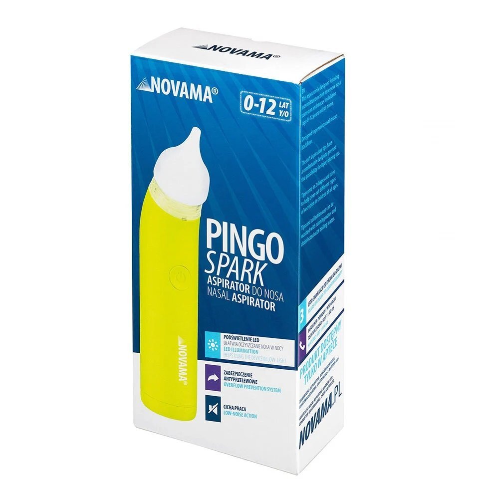 NOVAMA Aspirator nazal electric Pingo Spark 0-12 ani iluminare LED cu baterii Verde lime