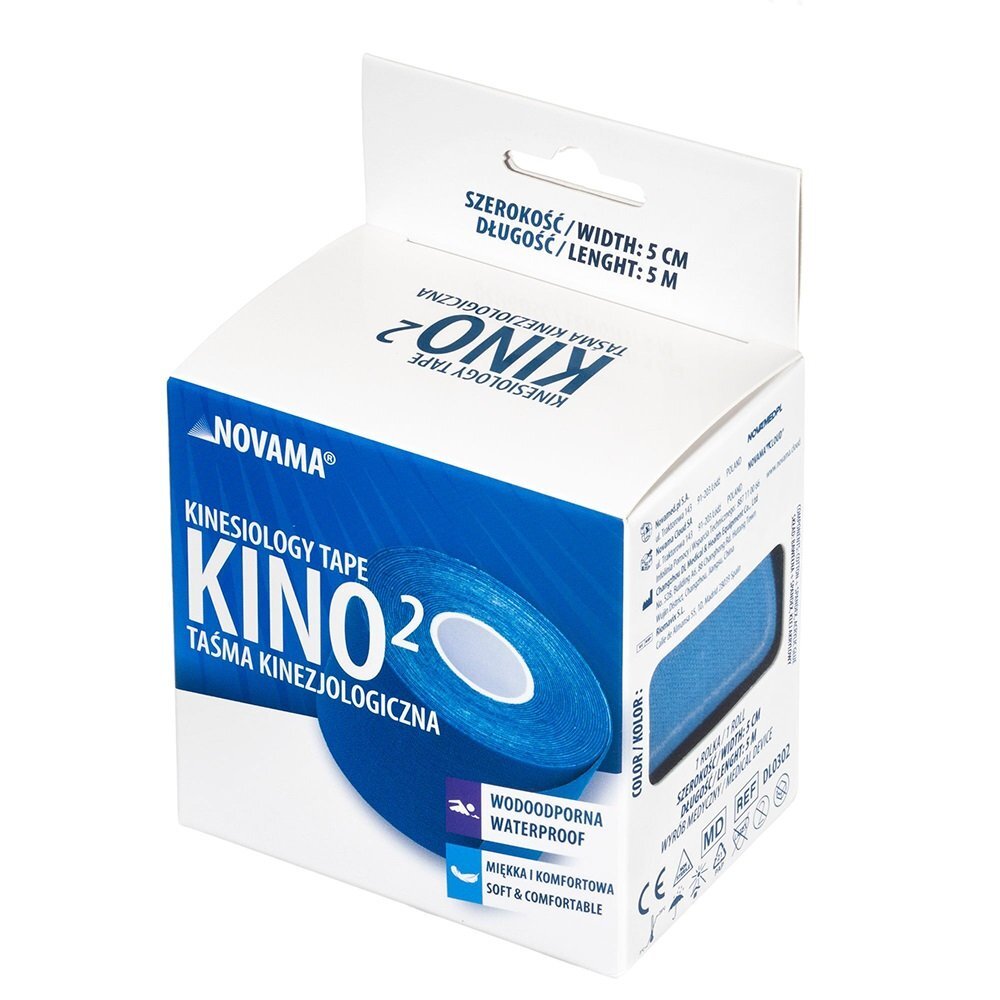 NOVAMA Banda Kinesiologica Kino2 impermeabila moale si confortabila fara latex 5 cm x 5 m albastru inchis