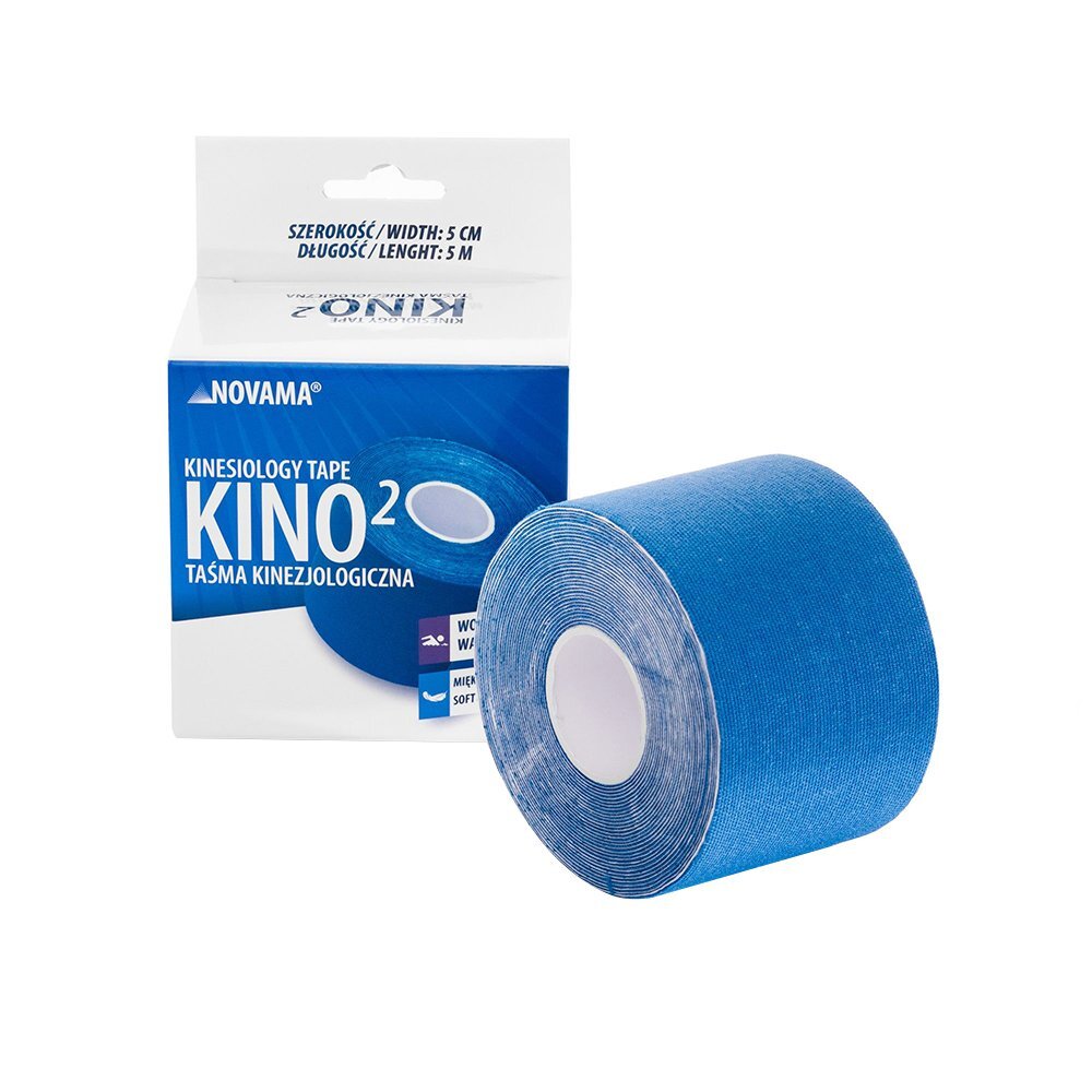 NOVAMA Banda Kinesiologica Kino2 impermeabila moale si confortabila fara latex 5 cm x 5 m albastru inchis