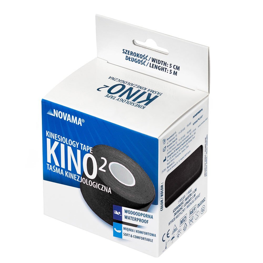 NOVAMA Banda Kinesiologica Kino2 impermeabila moale si confortabila fara latex 5 cm x 5 m negru