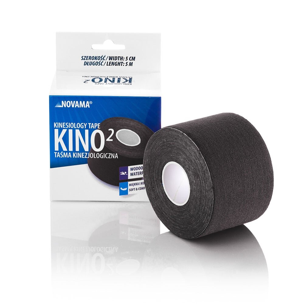 NOVAMA Banda Kinesiologica Kino2 impermeabila moale si confortabila fara latex 5 cm x 5 m negru