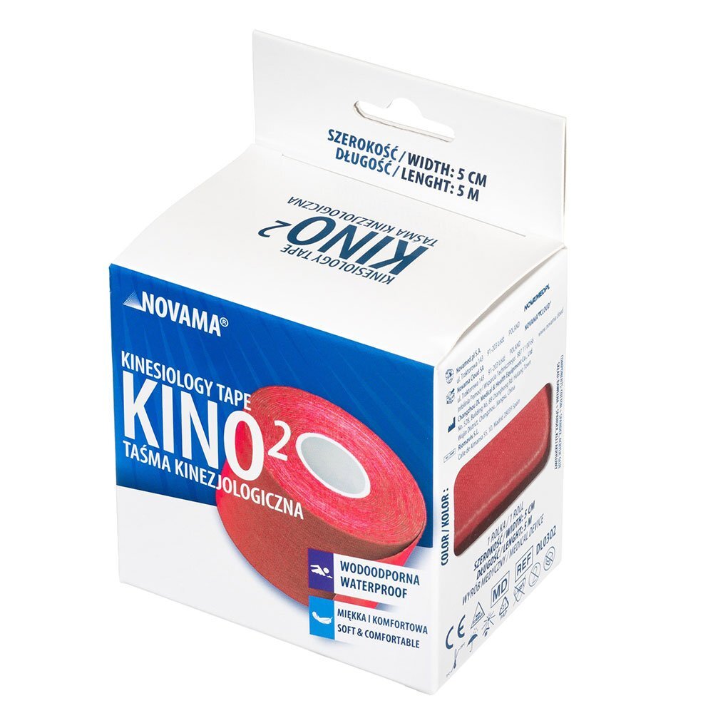 NOVAMA Banda Kinesiologica Kino2 impermeabila moale si confortabila fara latex 5 cm x 5 m rosu