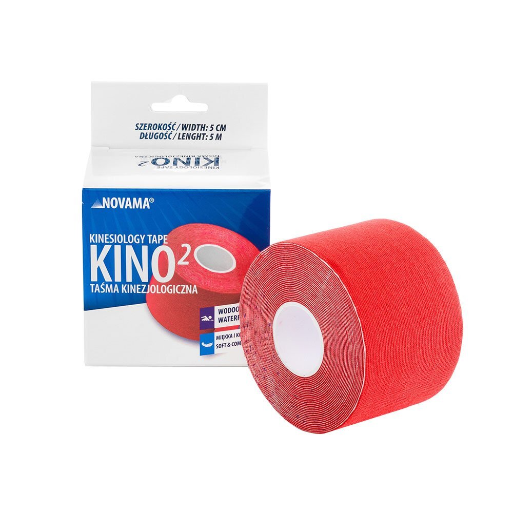 NOVAMA Banda Kinesiologica Kino2 impermeabila moale si confortabila fara latex 5 cm x 5 m rosu