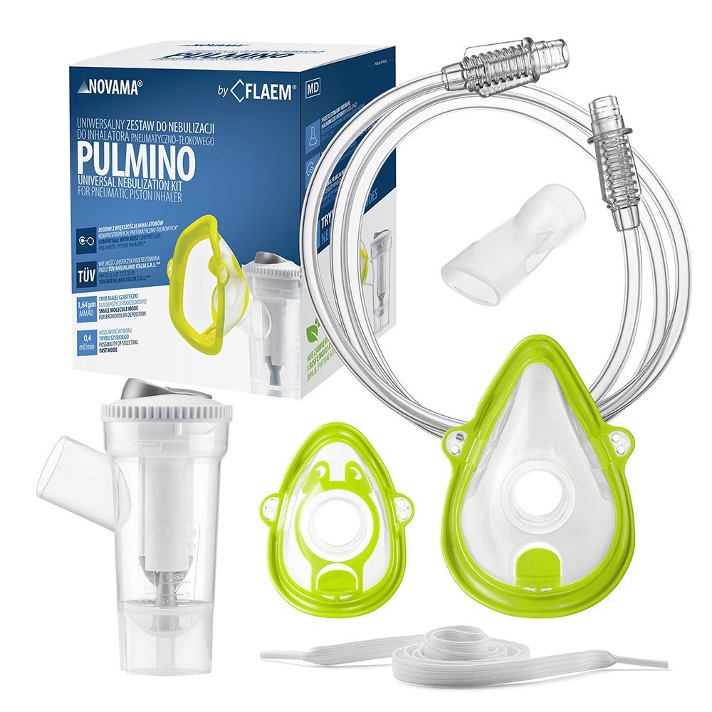 NOVAMA Kit accesorii universale Pulmino pentru aparate aerosoli cu compresor pahar masti Soft Touch pentru copii si adulti piesa bucala si furtun
