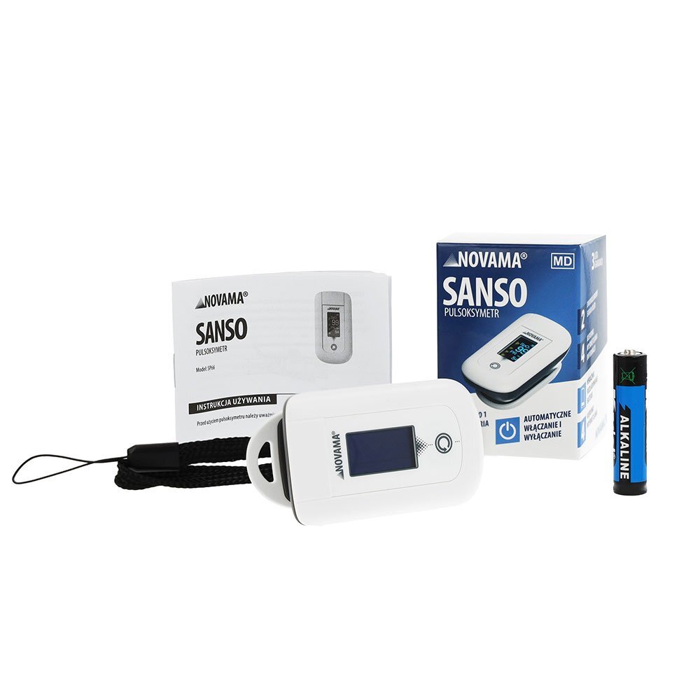 NOVAMA Pulsoximetru Sanso alb masoara saturatia de oxigen din sange si pulsul algoritm de toleranta la miscare ecran OLED bicolor functie de schimbare a orientarii ecranului