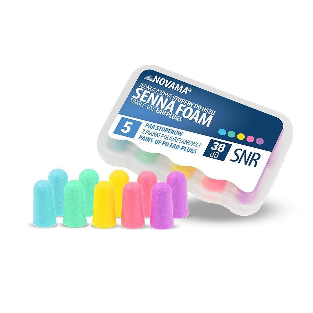 NOVAMA Set 5 perechi dopuri de urechi Senna Foam pentru reducerea zgomotului confortabile si eficiente multicolore