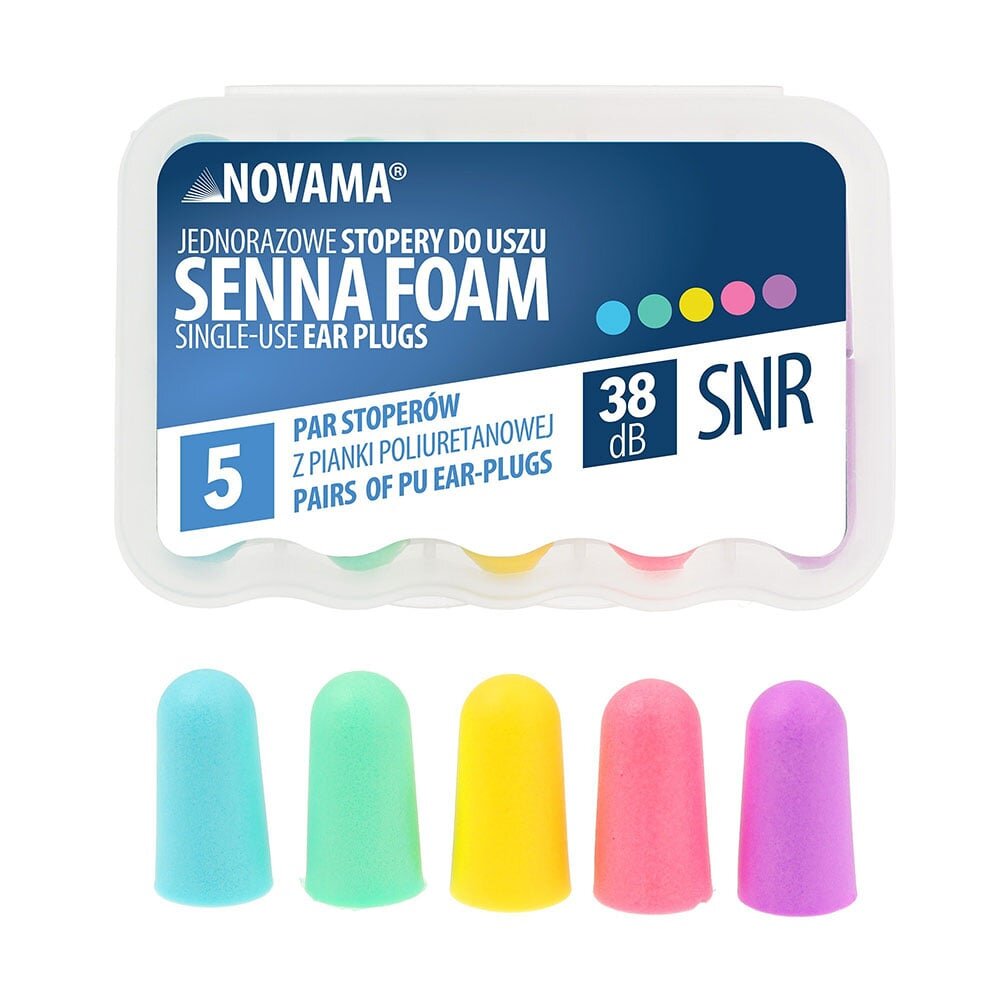 NOVAMA Set 5 perechi dopuri de urechi Senna Foam pentru reducerea zgomotului confortabile si eficiente multicolore