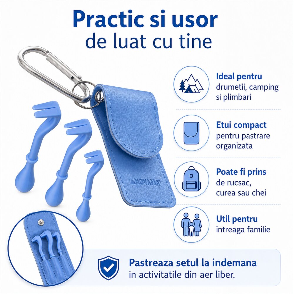 NOVAMA Set Ticker pentru indepartarea capuselor de marimi diferite 3 dispozitive cu forma de carlig etui
