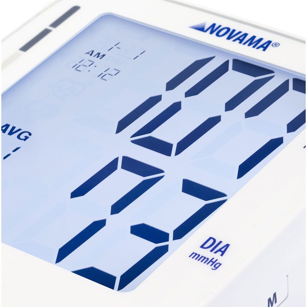NOVAMA Tensiometru electronic de brat Prime+ White masurare in timpul umflarii mansetei detectarea aritmiei memorie 2x100 masuratori manseta reglabila 22-42 cm alimentator USB inclus