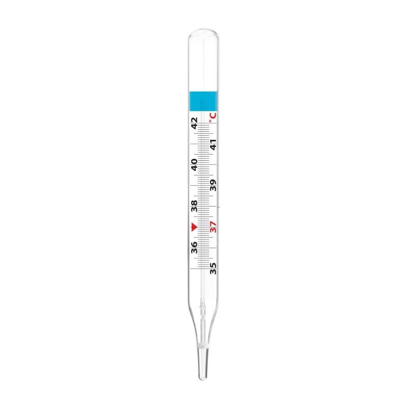 NOVAMA Termometru clasic din sticla White Sigma ecologic cu Galinstan fara mercur fara baterii cu agitator