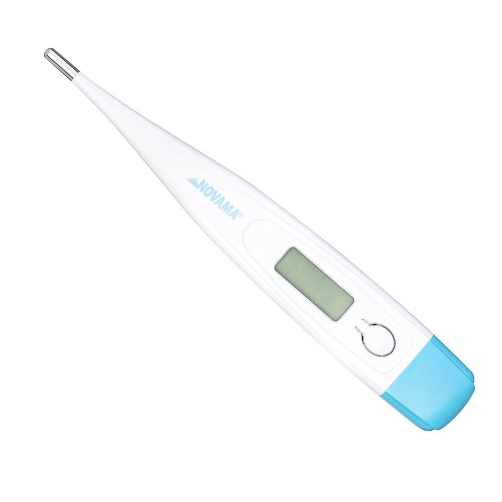 NOVAMA Termometru electronic tip stilou White PI rezistent la apa cu afisaj clar memorie pentru ultima masuratoare oprire automata si etui de protectie