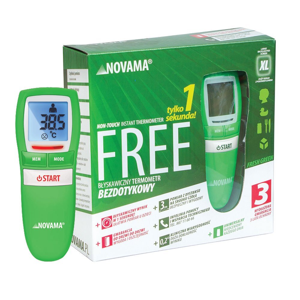 NOVAMA Termometru non-contact Free pentru masurarea temperaturii corpului camerei suprafetei Verde