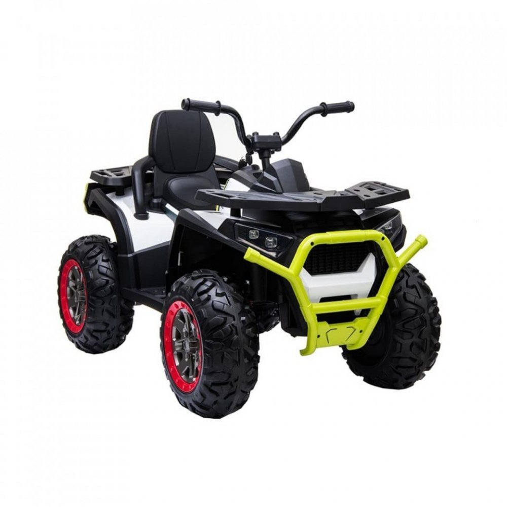 Novokids ATV electric pentru copii Desert Rider Alb cu acumulator Faruri luminoase Roti din Cauciuc EVA 3-12 ani maxim 50 kg 2 Baterii de 12V Mp3USB 2 Viteze Lungime 111 cm Model Offroad