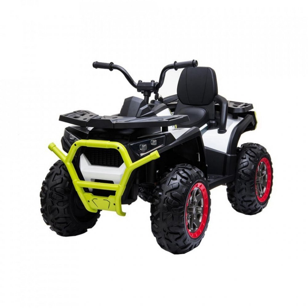 Novokids ATV electric pentru copii Desert Rider Alb cu acumulator Faruri luminoase Roti din Cauciuc EVA 3-12 ani maxim 50 kg 2 Baterii de 12V Mp3USB 2 Viteze Lungime 111 cm Model Offroad