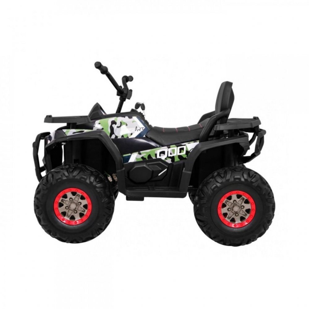 Novokids ATV electric pentru copii Desert Rider Camuflaj cu acumulator Faruri luminoase Roti din Cauciuc EVA 3-12 ani maxim 50 kg 2 Baterii de 12V Mp3USB 2 Viteze Lungime 111 cm Model Offroad
