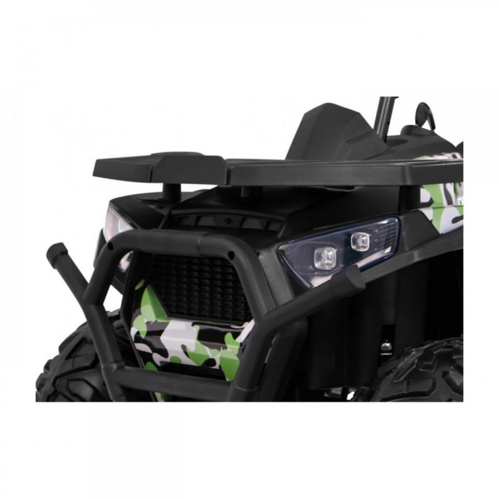 Novokids ATV electric pentru copii Desert Rider Camuflaj cu acumulator Faruri luminoase Roti din Cauciuc EVA 3-12 ani maxim 50 kg 2 Baterii de 12V Mp3USB 2 Viteze Lungime 111 cm Model Offroad