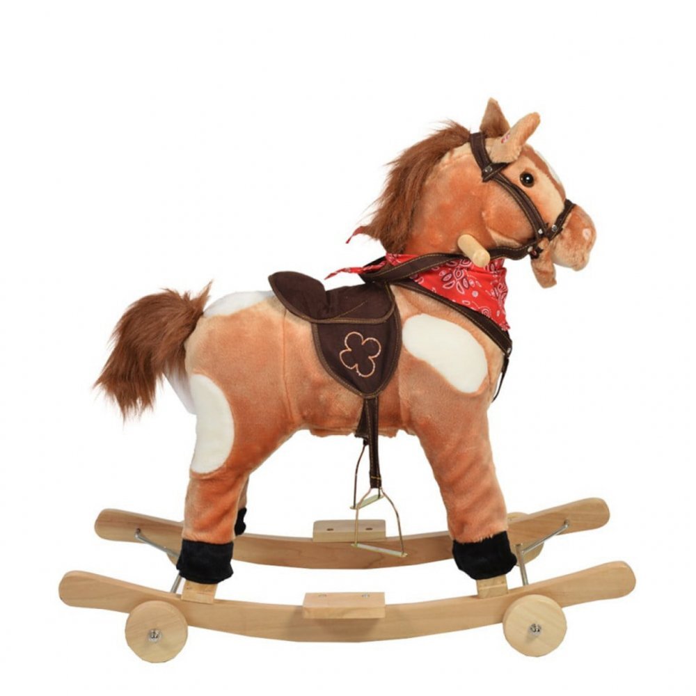 Novokids Balansoar din plus cu melodii Horsee Dulcineea XXL multifunctional platforma detasabila functie trotineta fara pedale dimensiuni 70x32x59 cm max 50 kg model Calut Maro