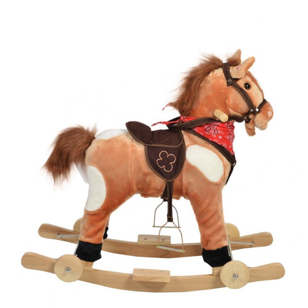 Novokids Balansoar din plus cu melodii Horsee Dulcineea XXL multifunctional platforma detasabila functie trotineta fara pedale dimensiuni 70x32x59 cm max 50 kg model Calut Maro