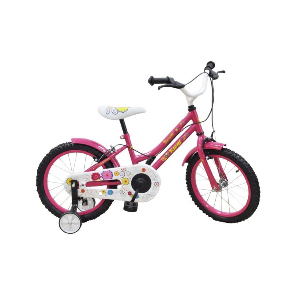 Novokids Bicicleta pentru copii My first Bike Roz roti 16 inch greutate admisa 35 kg cadru din otel roti ajutatoare ghidon reglabil pe inaltime