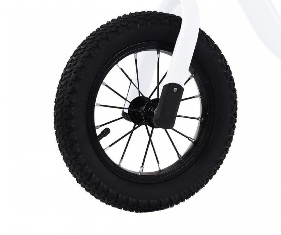 Novokids Bicicleta pentru copii SplendOr Balance Bike 120 Alb pedagogica fara pedale cu Roti gonflabile din cauciuc de 12 inch 1-5 ani Maxim 30 kg Cadru otel Ghidon si sa reglabile pe inaltime