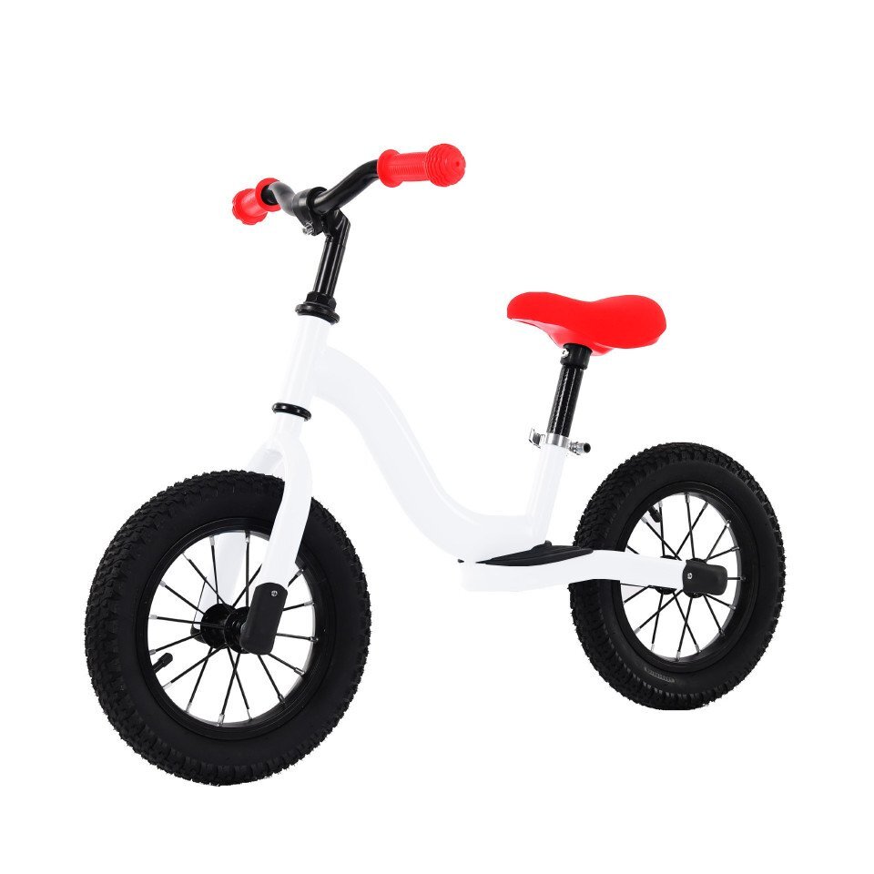 Novokids Bicicleta pentru copii SplendOr Balance Bike 120 Alb pedagogica fara pedale cu Roti gonflabile din cauciuc de 12 inch 1-5 ani Maxim 30 kg Cadru otel Ghidon si sa reglabile pe inaltime