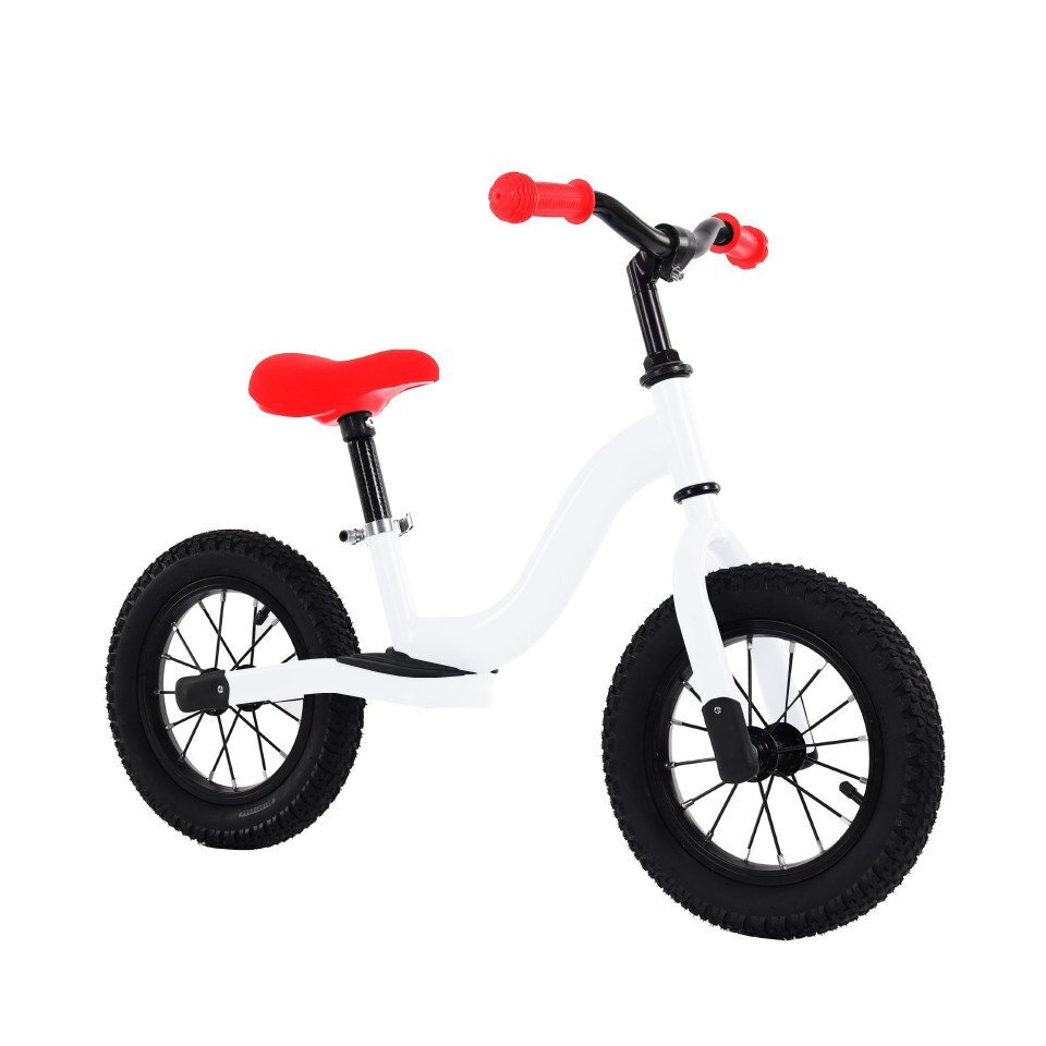 Novokids Bicicleta pentru copii SplendOr Balance Bike 120 Alb pedagogica fara pedale cu Roti gonflabile din cauciuc de 12 inch 1-5 ani Maxim 30 kg Cadru otel Ghidon si sa reglabile pe inaltime