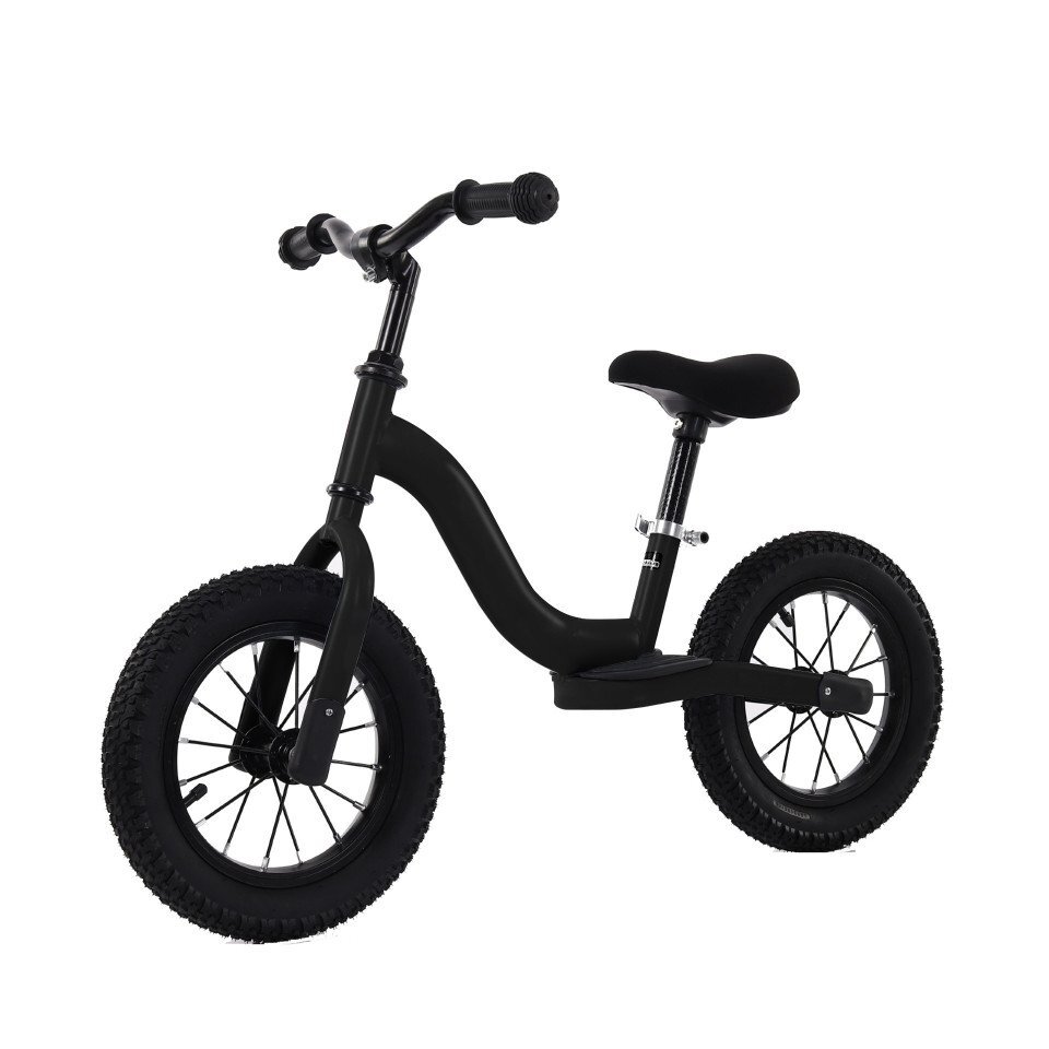 Novokids Bicicleta pentru copii SplendOr Balance Bike 120 Negru pedagogica fara pedale cu Roti gonflabile din cauciuc de 12 inch 1-5 ani Maxim 30 kg Cadru otel Ghidon si sa reglabile pe inaltime