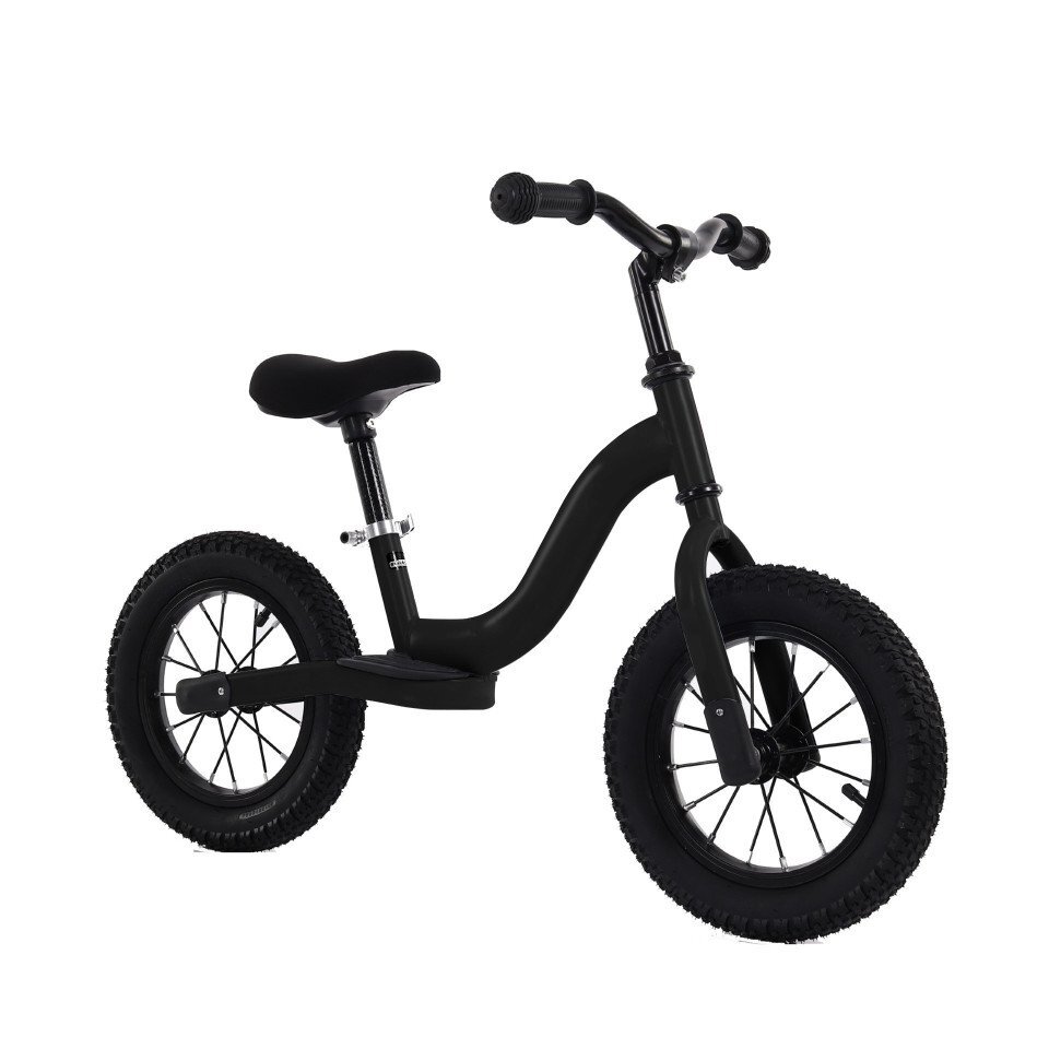 Novokids Bicicleta pentru copii SplendOr Balance Bike 120 Negru pedagogica fara pedale cu Roti gonflabile din cauciuc de 12 inch 1-5 ani Maxim 30 kg Cadru otel Ghidon si sa reglabile pe inaltime