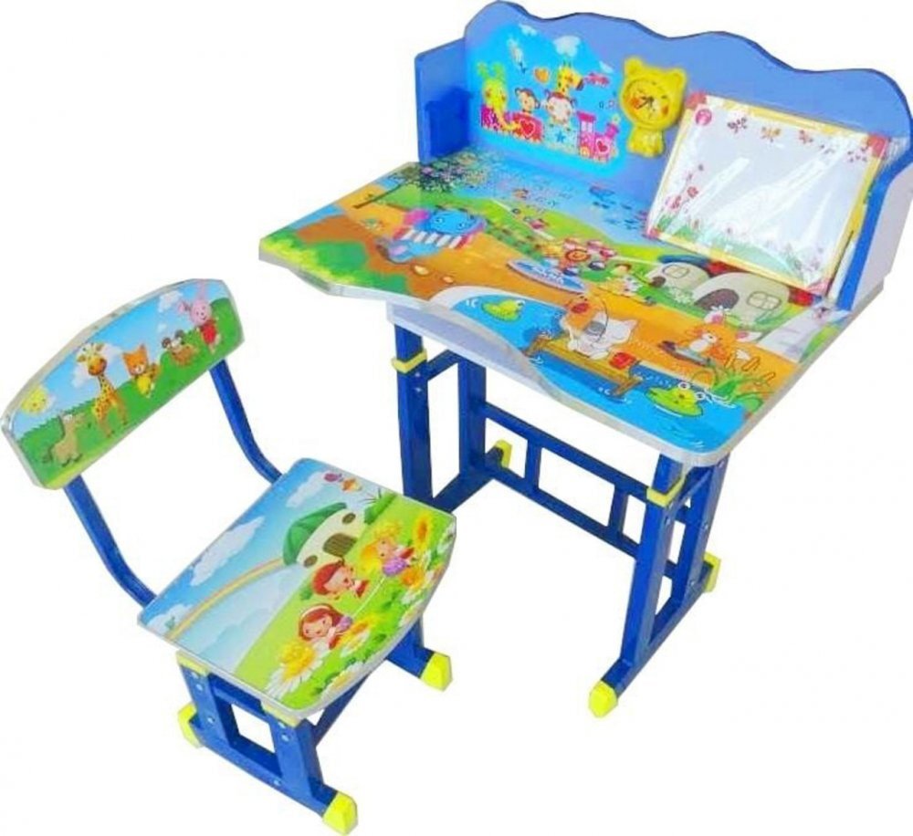 Novokids Birou pentru copii My little desk Albastru din MDF cu jucarii interactivecadru metalic 70x44x67 cm