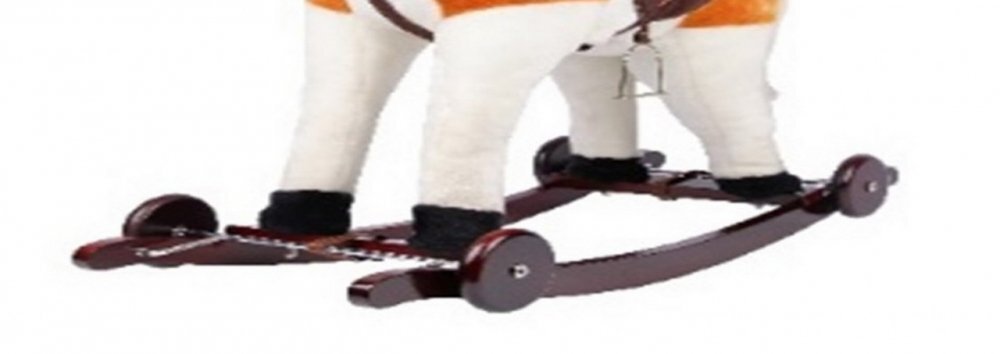 Novokids Calut balansoar pentru copii Rocking Horse XXL BeigeAlb din plus cu roti platforma detasabila functie trotineta fara pedale dimensiuni 85x37x77 cm greutate suportata 50 kg