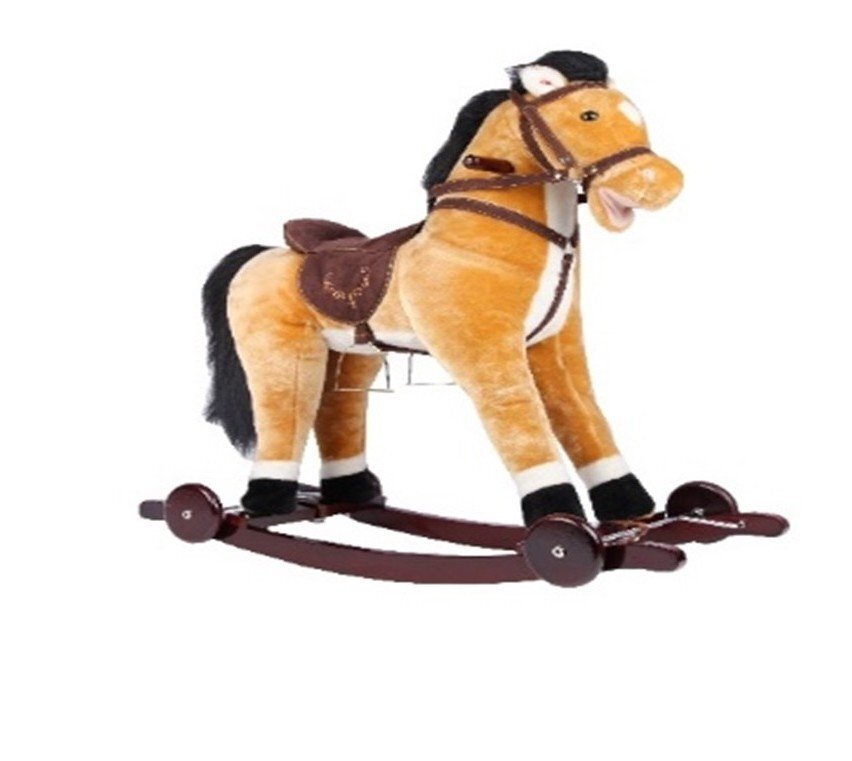 Novokids Calut balansoar pentru copii Rocking Horse XXL CremAlb din plus cu roti platforma detasabila functie trotineta fara pedale dimensiuni 85x37x77 cm greutate suportata 50 kg
