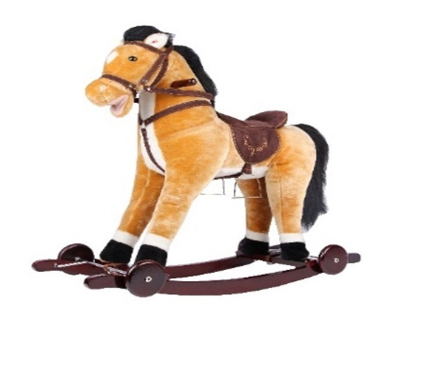 Novokids Calut balansoar pentru copii Rocking Horse XXL CremAlb din plus cu roti platforma detasabila functie trotineta fara pedale dimensiuni 85x37x77 cm greutate suportata 50 kg