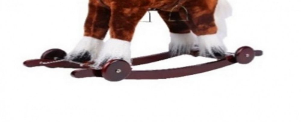 Novokids Calut balansoar pentru copii Rocking Horse XXL MaroAlb din plus cu roti platforma detasabila functie trotineta fara pedale dimensiuni 85x37x77 cm greutate suportata 50 kg