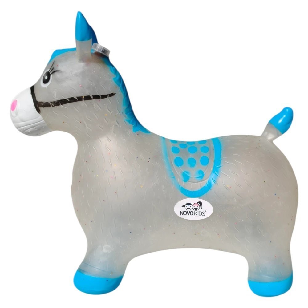 Novokids Calut de sarit gonflabil Jumping Donkey cu sunete si lumini 55x50x25 cm albastrugri