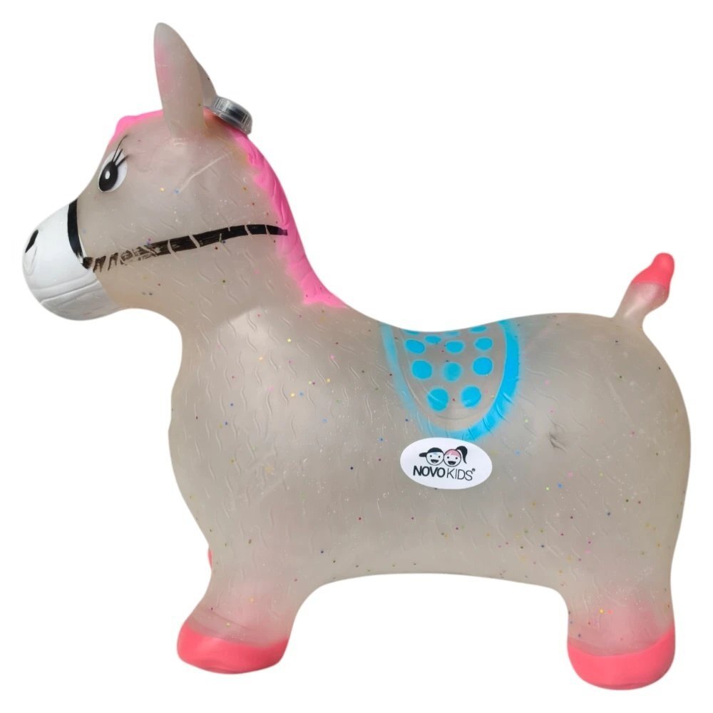 Novokids Calut de sarit gonflabil Jumping Donkey cu sunete si lumini 55x50x25 cm rosugri
