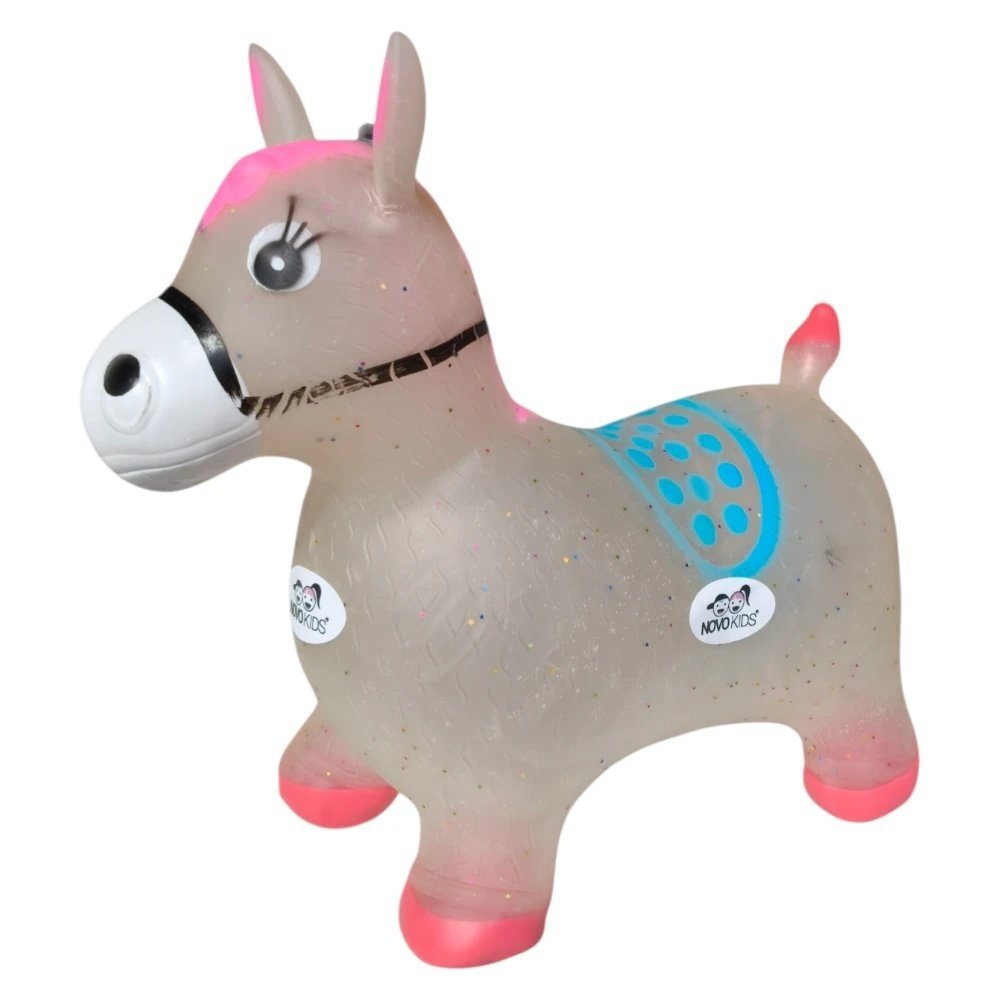 Novokids Calut de sarit gonflabil Jumping Donkey cu sunete si lumini 55x50x25 cm rosugri