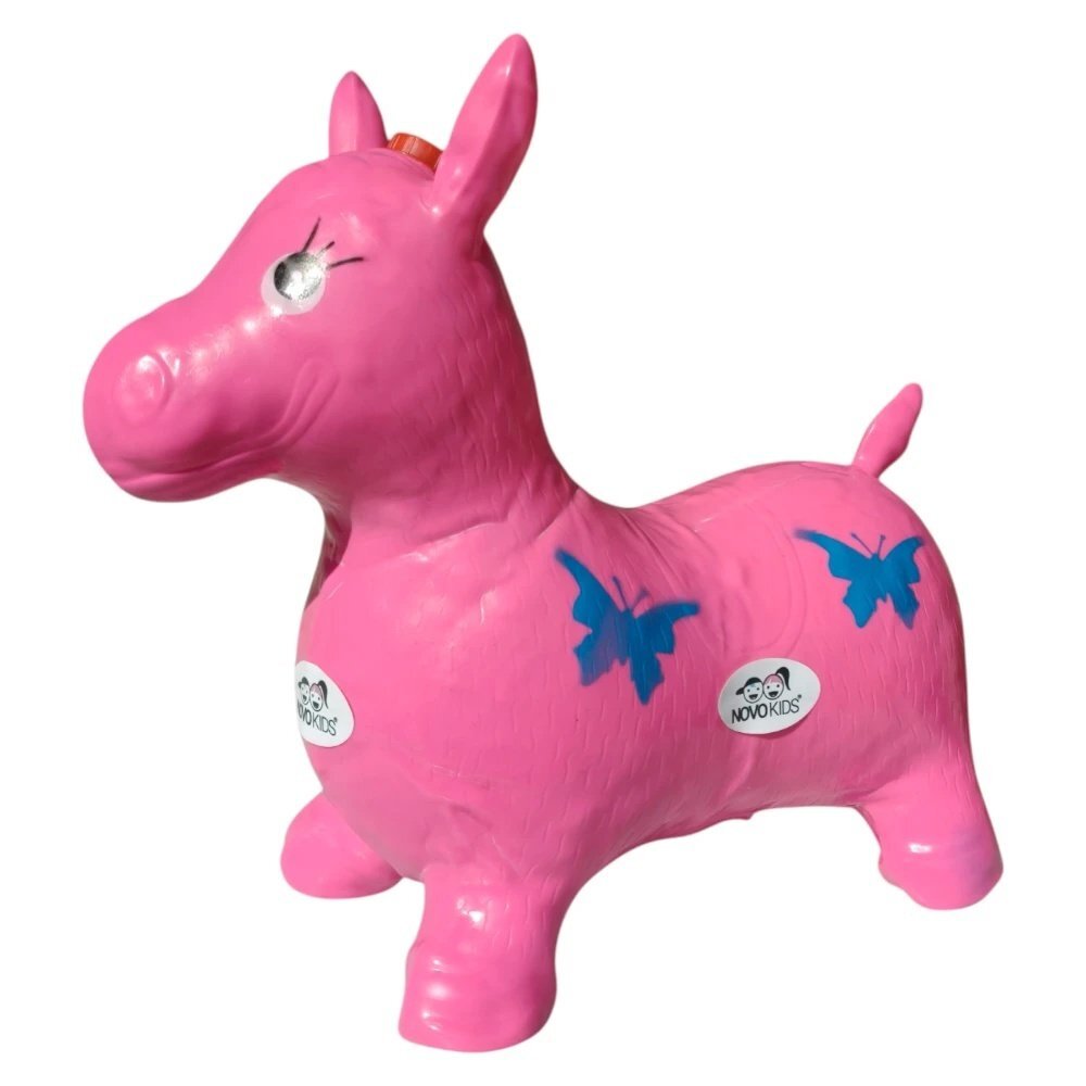 Novokids Calut de sarit gonflabil Jumping Donkey cu sunete si lumini 55x50x25 cm roz