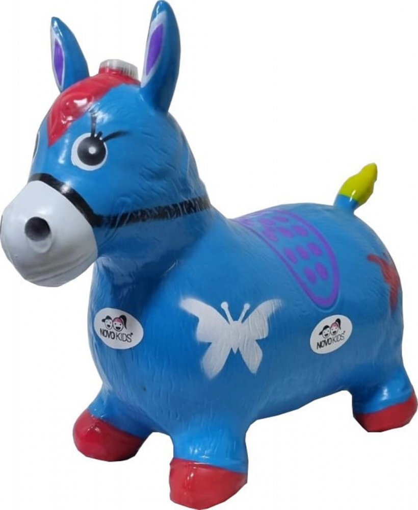 Novokids Calut de sarit gonflabil Jumping Donkey cu Sunete si lumini Dimensiuni 55X50X25 cm Pentru interior si exterior Maxim 50 kg Albastru