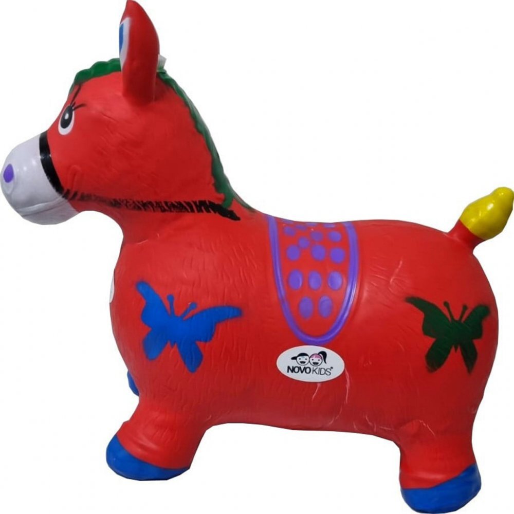 Novokids Calut de sarit gonflabil Jumping Donkey cu Sunete si lumini Dimensiuni 55X50X25 cm Pentru interior si exterior Maxim 50 kg Rosu