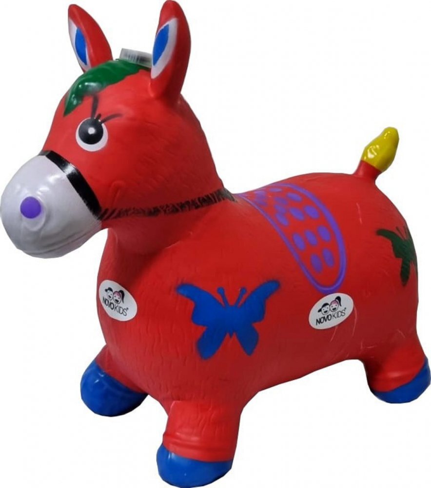 Novokids Calut de sarit gonflabil Jumping Donkey cu Sunete si lumini Dimensiuni 55X50X25 cm Pentru interior si exterior Maxim 50 kg Rosu