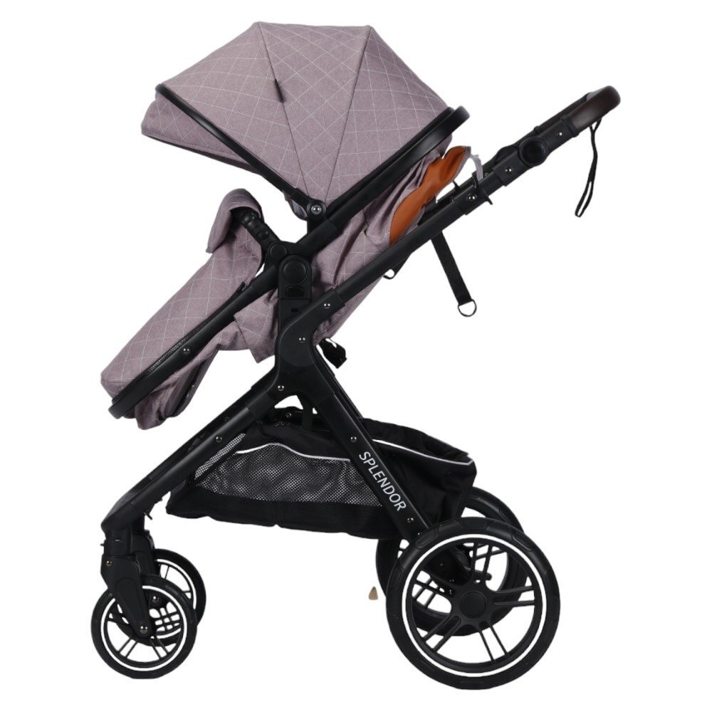 Novokids Carucior pentru copii X1000 series Beige 3 in 1 reversibil cu geanta bebe cadru aluminiu amortizoare roti din cauciuc landou scoica auto spatar reglabil 3 trepte plasa insecte
