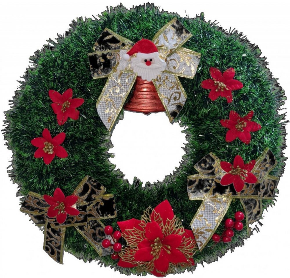 Novokids Coronita de Craciun XXL pentru usa si casa Christmas Crown Diametru 47 cm Cu decoratiuni Model Brad Natur Verde