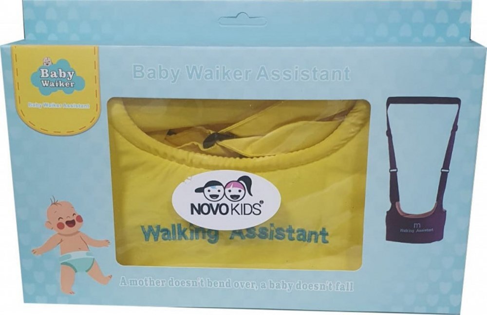 Novokids Ham pentru copii First Walking Assistant Galben cu Maner confortabil Intaritura Material moale Greutate admisa 15 kg Lavabil