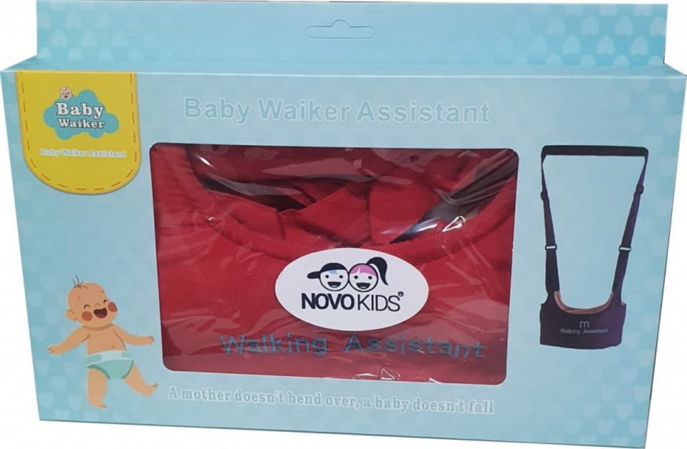 Novokids Ham pentru copii First Walking Assistant Rosu cu Maner confortabil Intaritura Material moale Greutate admisa 15 kg Lavabil